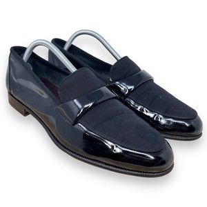 Salvatore Ferragamo Bryden Black Patent Leather Slip on Dress Loafer 9.5 D